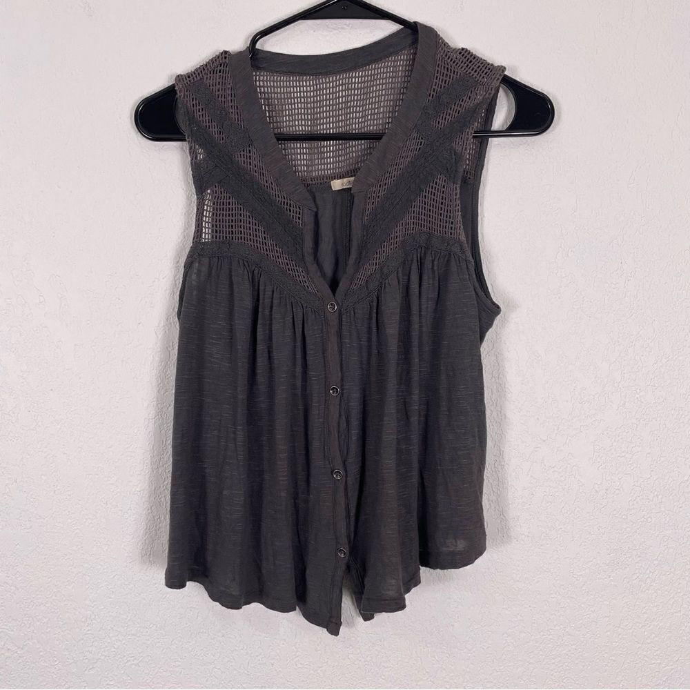 ASO TVD Ecote | Urban Outfitters Grey V Neck Button Front Tank Top